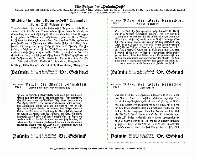 Reklamebilder, Zusammendruck, R&uuml;ckseite